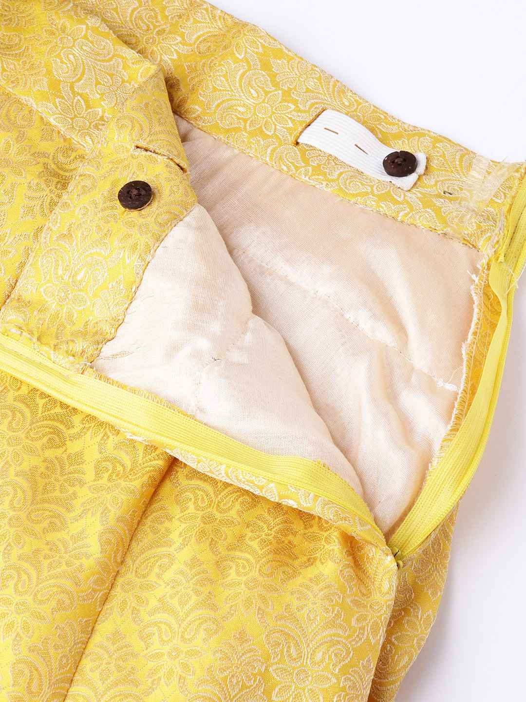 AKS-Yellow-and-Golden-Woven-Design-Brocade-Ready-to-Wear-Lehenga-with-Blouse