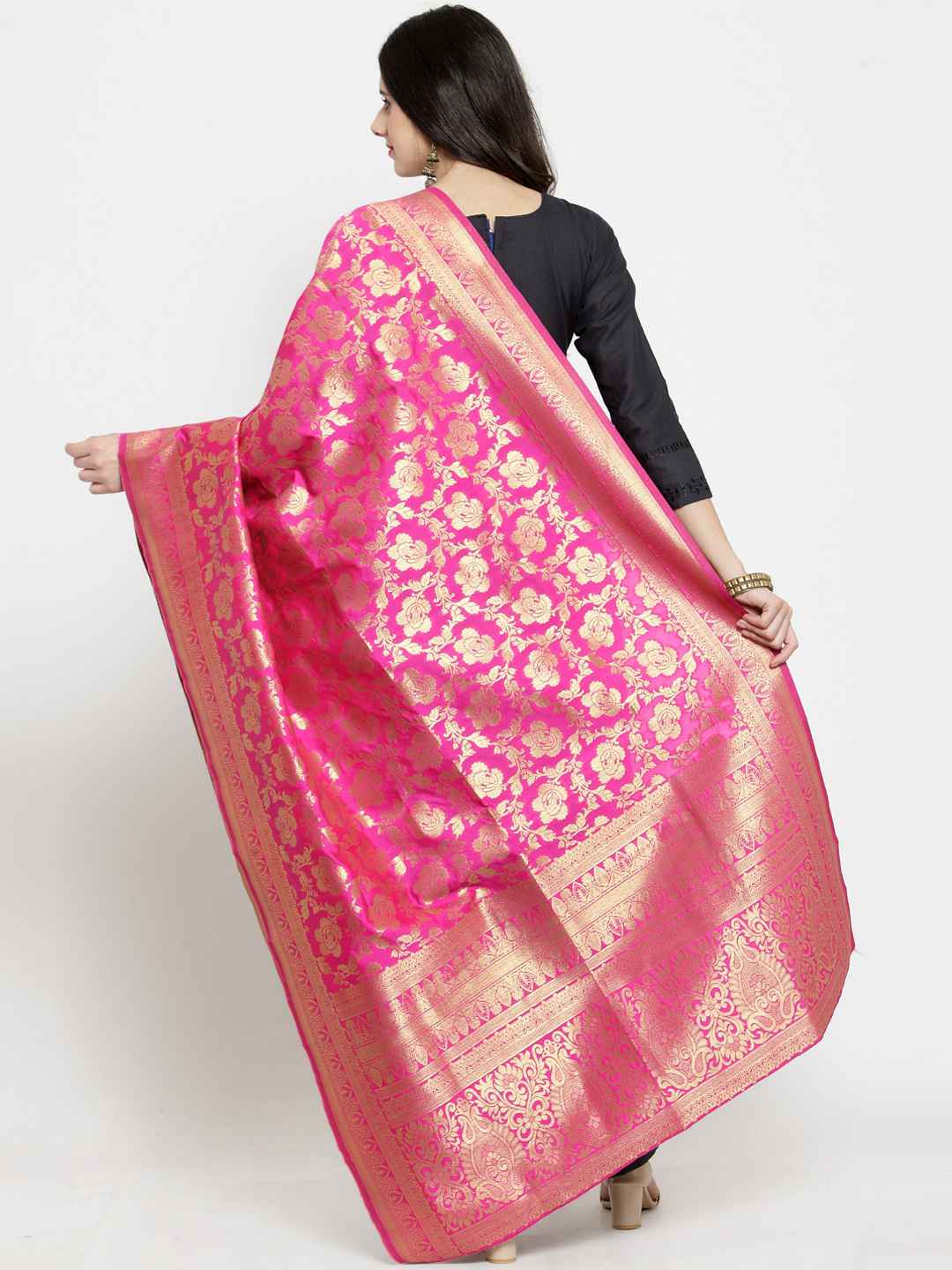 mf-Pink-and-Gold-Coloured-Banarasi-Art-Silk-Woven-Design-Dupatta