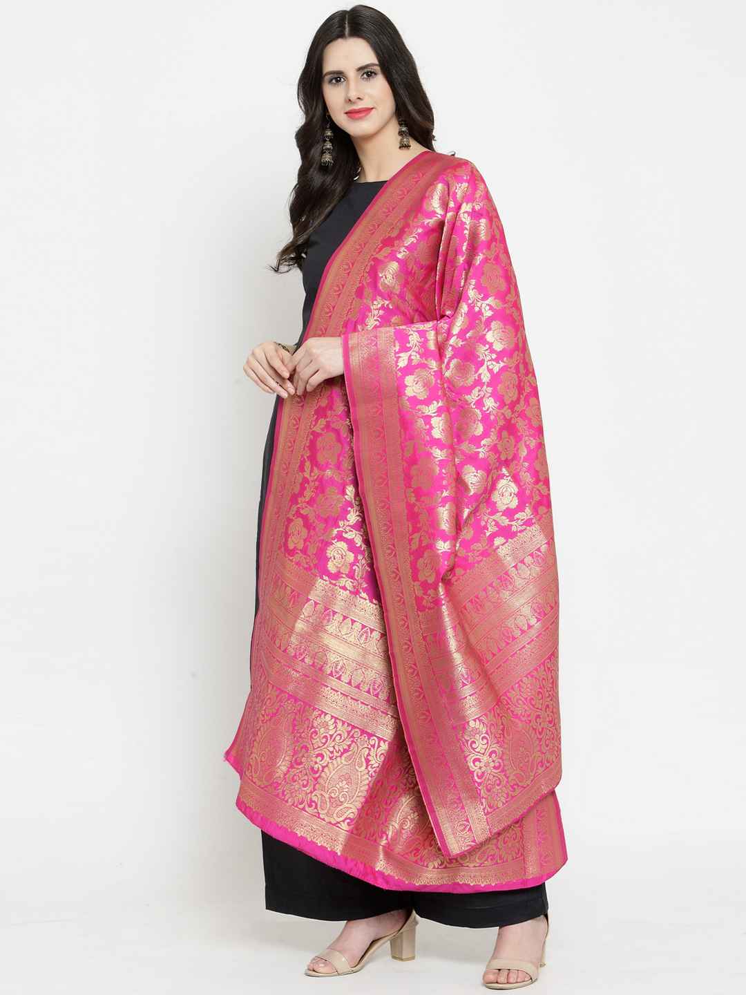 mf-Pink-and-Gold-Coloured-Banarasi-Art-Silk-Woven-Design-Dupatta