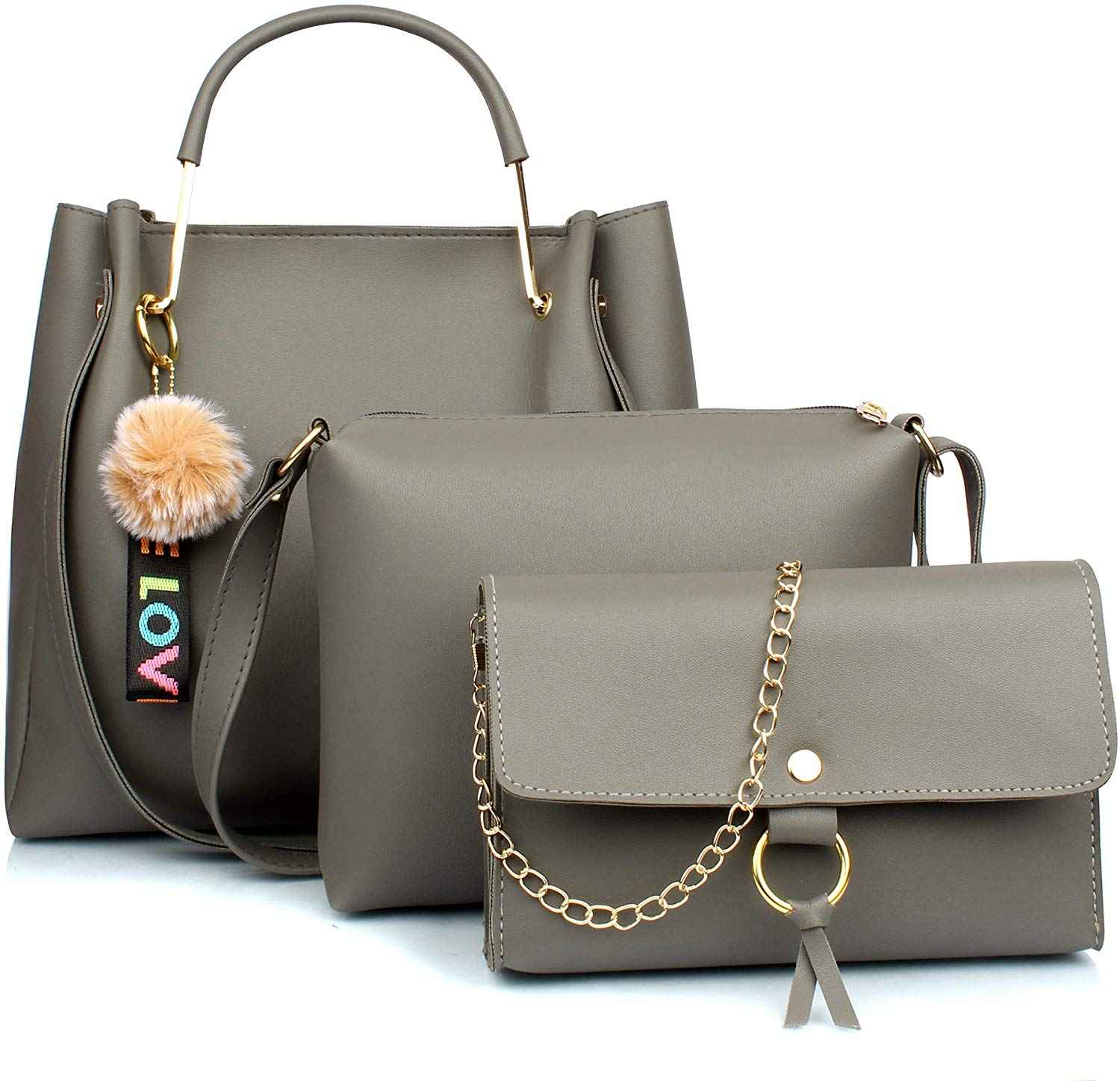 Mammon Women's Stylish-Handbags-Combo-(3LR-bib-Grey)